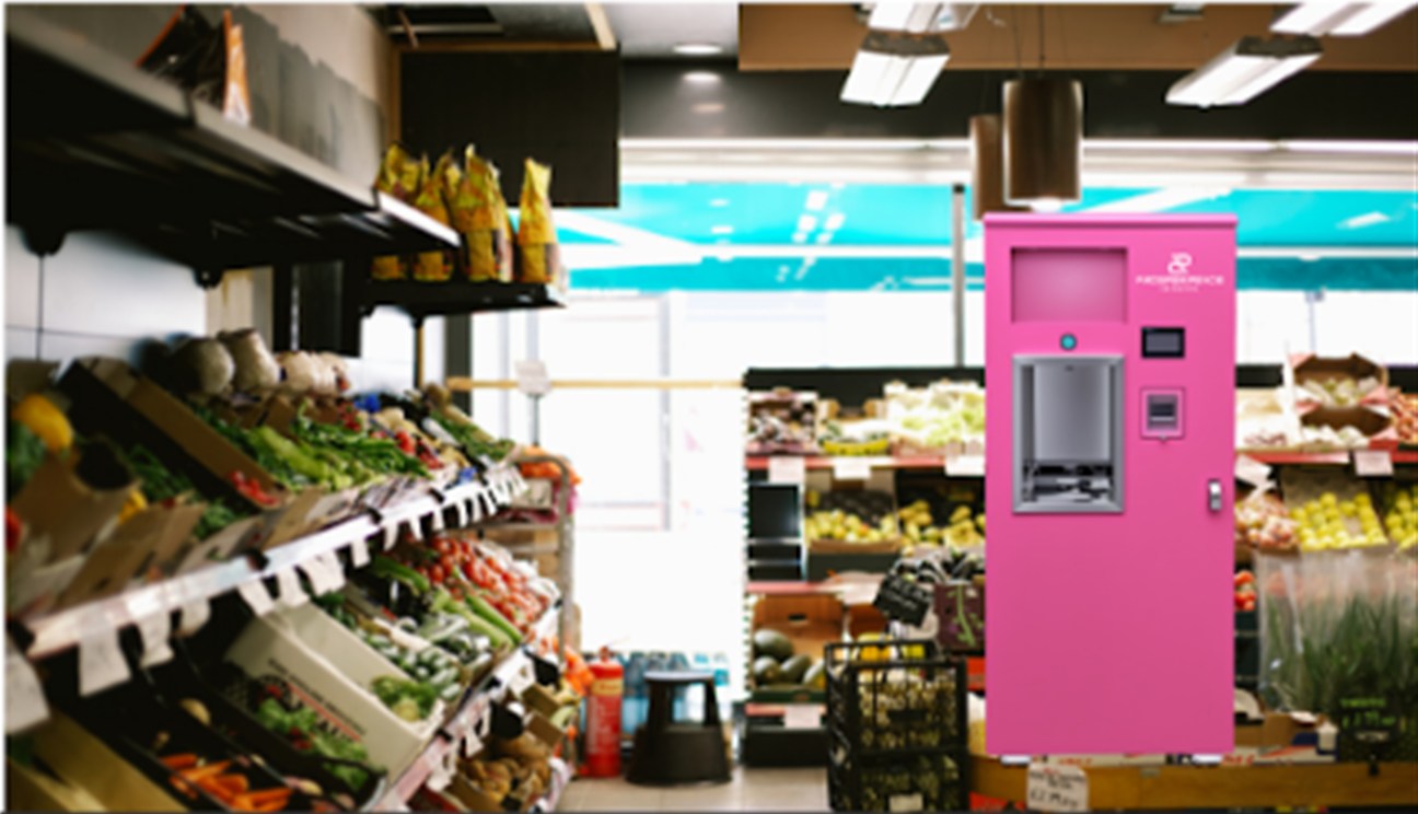 Liquid refill machine in a grocery store