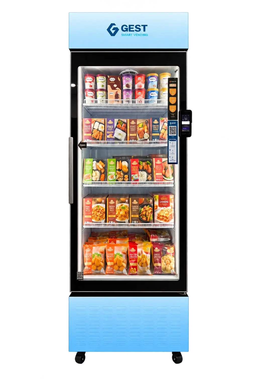 Gest AI Vision Smart Freezer S500P vending machine with transparent background