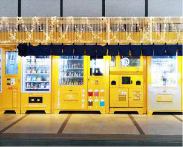 Frozen vending machines in a bright retail location