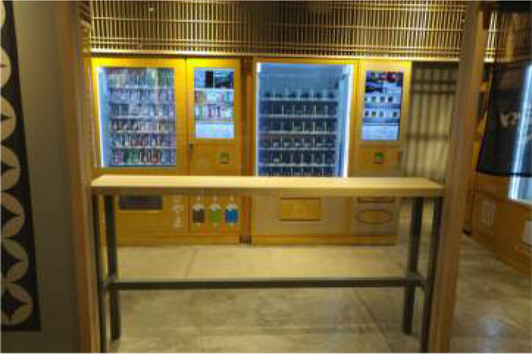 Frozen vending machines installed beside a service counter