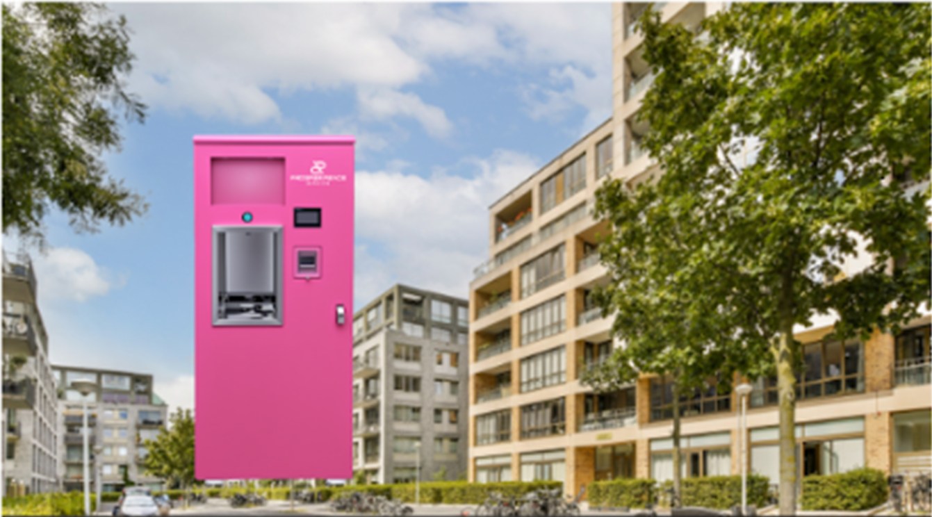 Liquid refill machine in a residential area