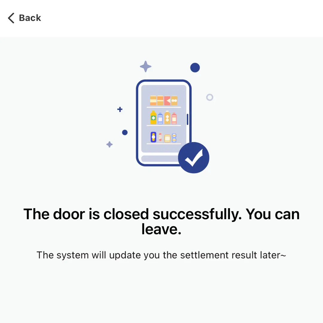Close the freezer door to complete payment