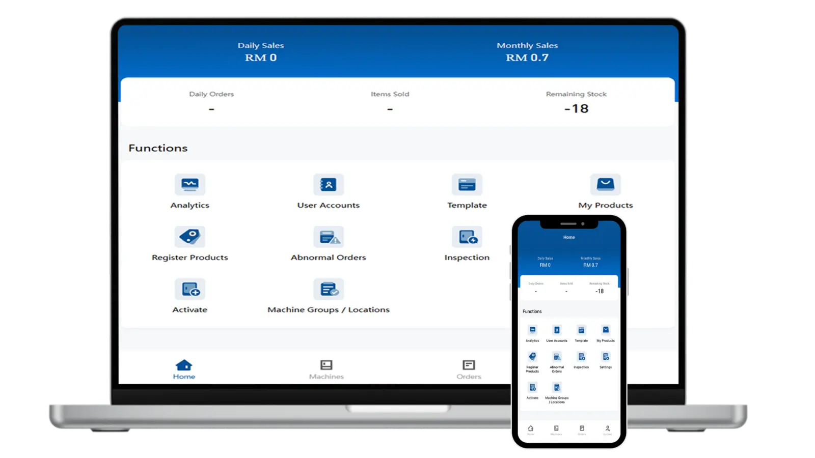 AI Vision Smart Chiller S400P backend management dashboard on laptop and mobile