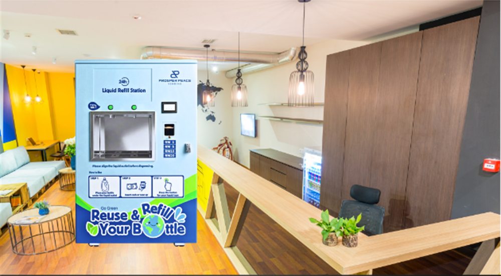 Liquid refill machine in a student dormitory