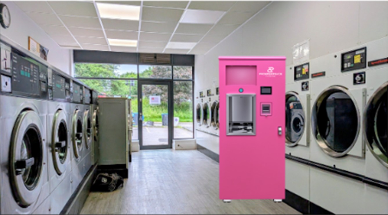 Liquid refill machine in a laundromat